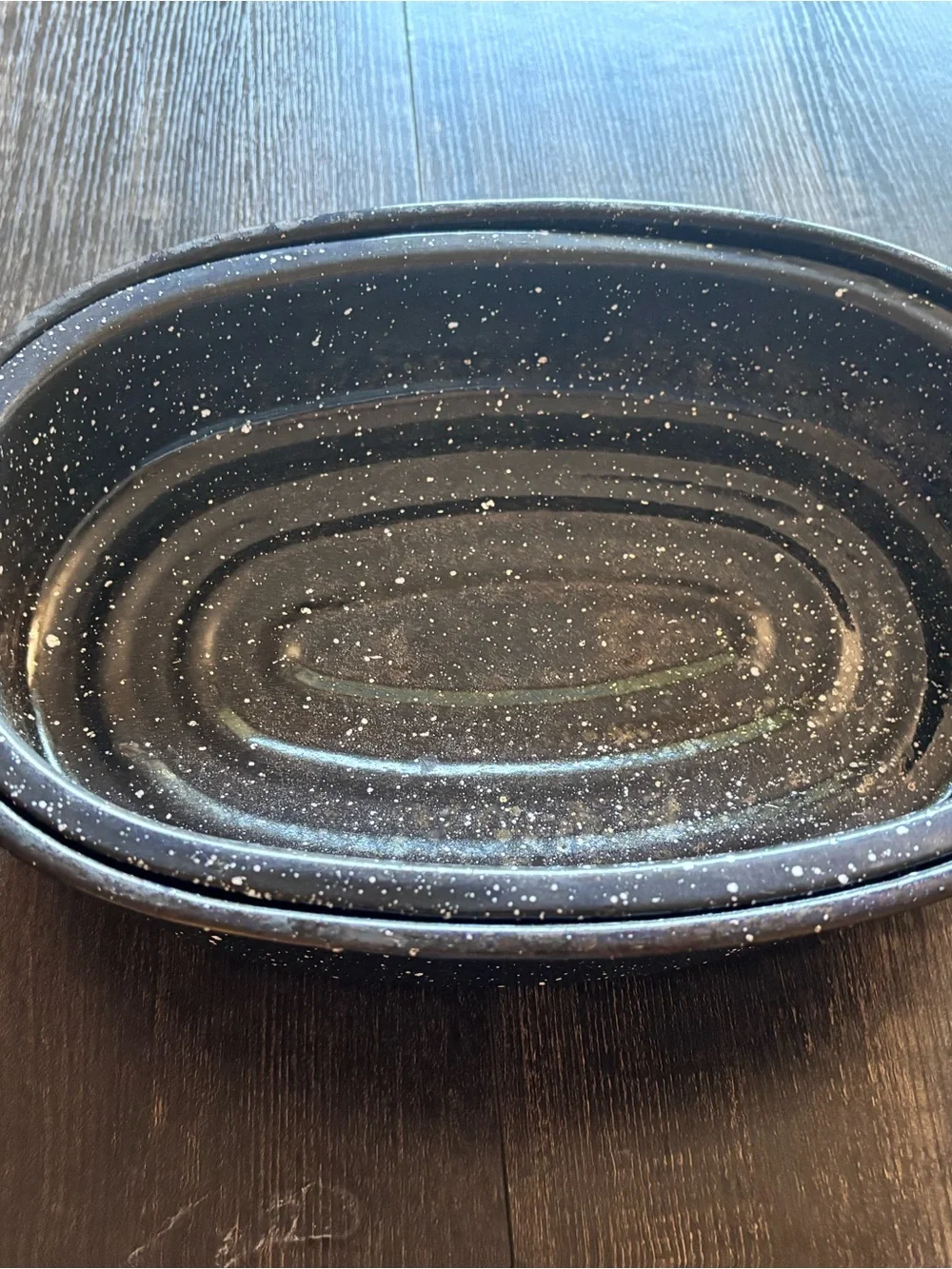 Speckled Dark Blue Covered Roaster - Enamel Bakeware